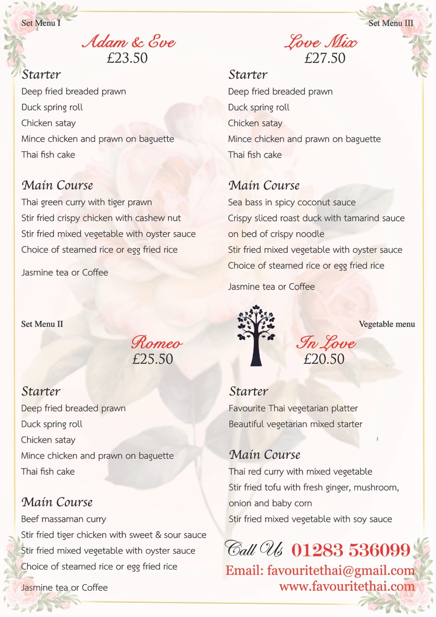 valentines menu